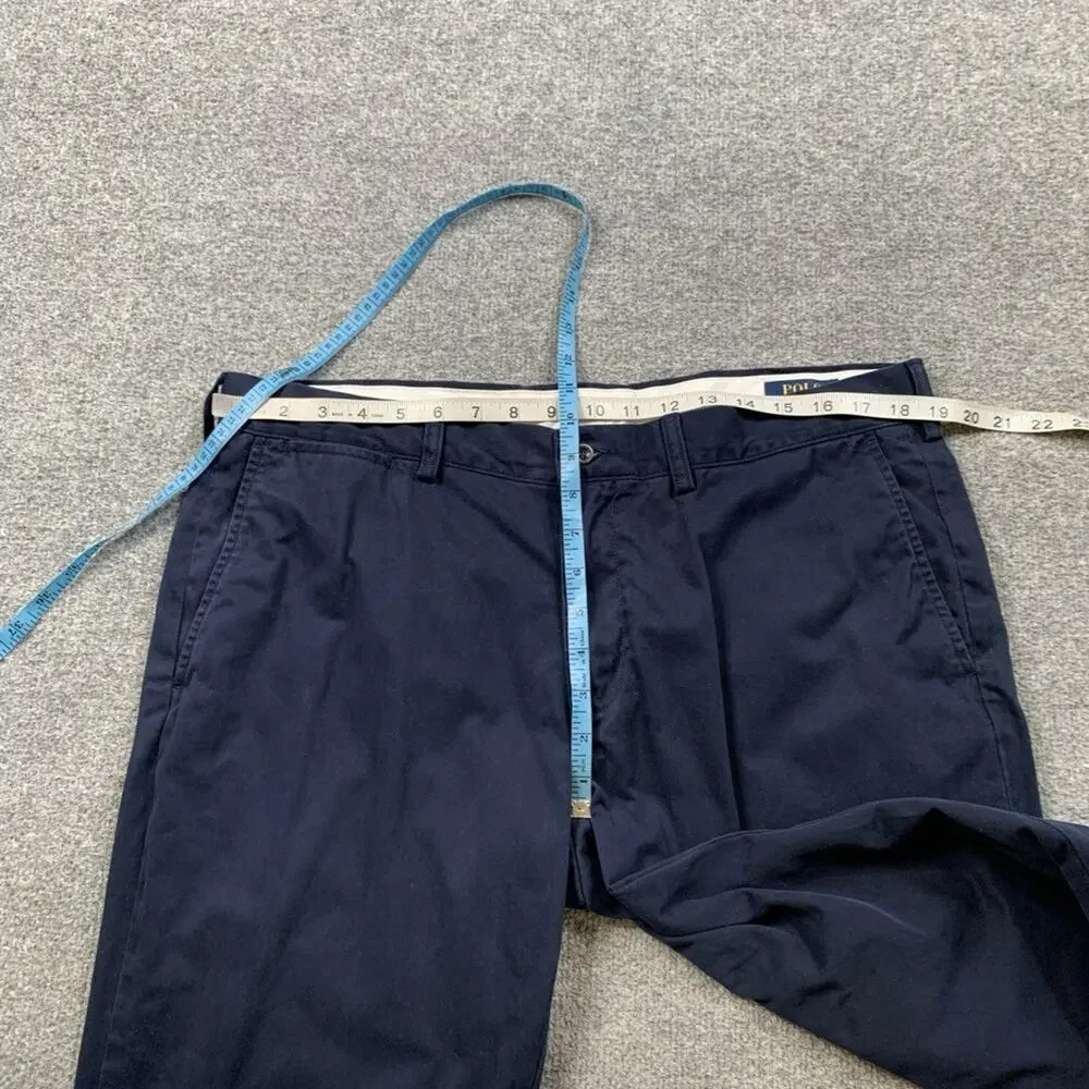 Vintage Polo Ralph Lauren Pants Mens 38 Navy Cotton Flat Front Work Travel Chino